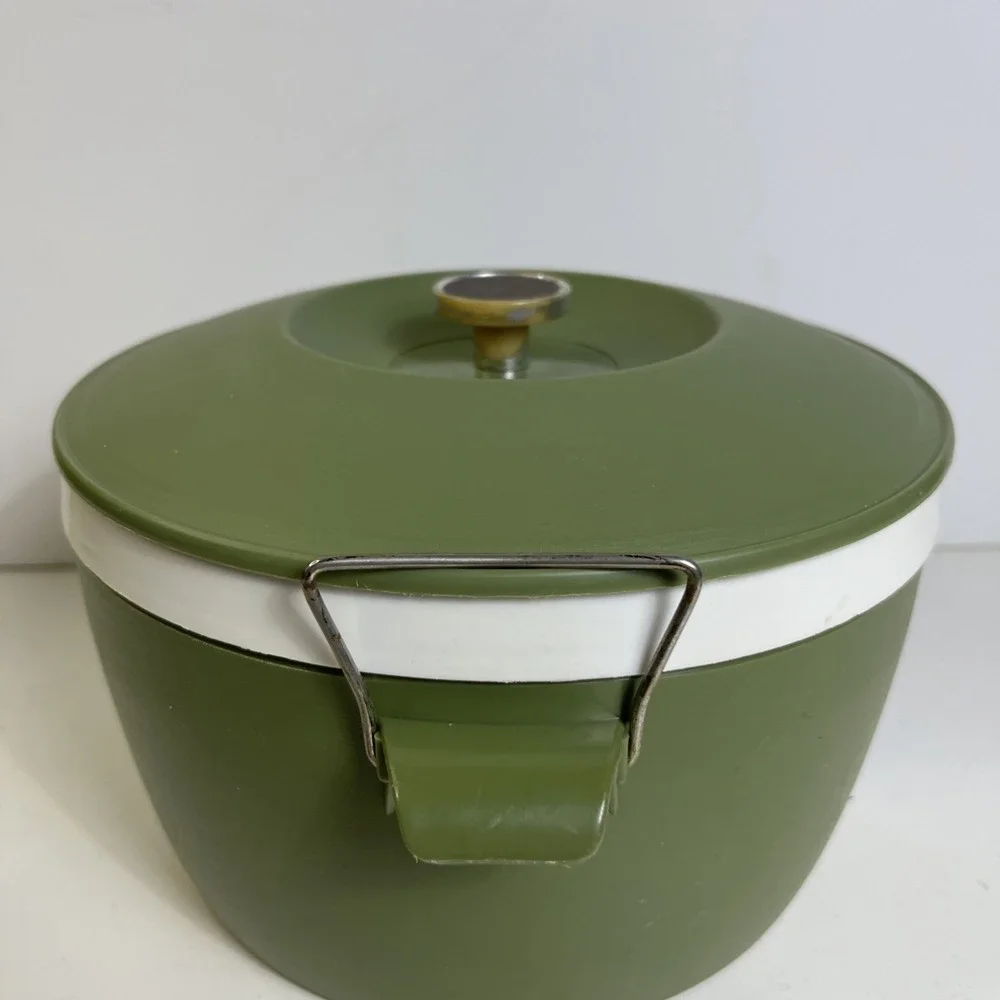 Vintage Royal Satin Therm-O-Ware Avocado Green Insulated Ice Bucket Casserole